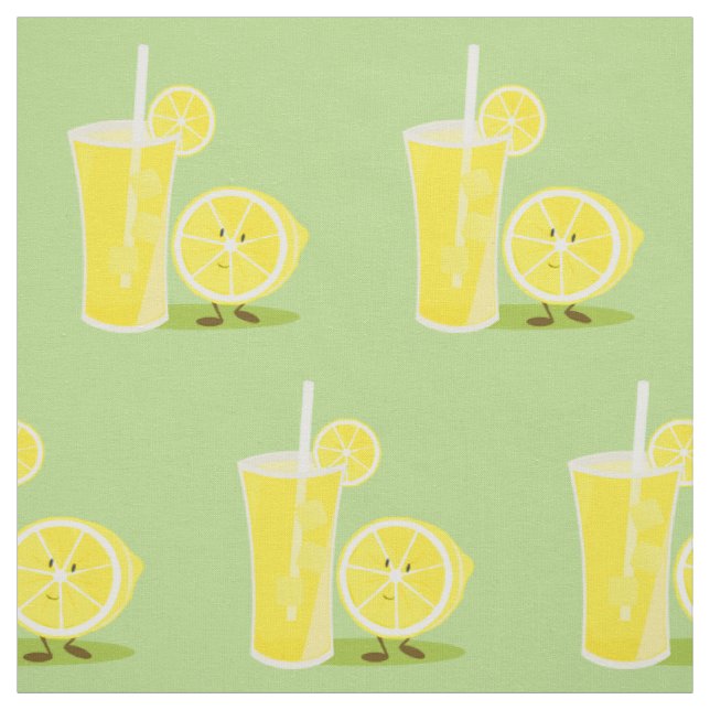 Lächelnde Zitrone und ein Glas Limonade Stoff (Muster)