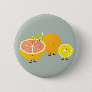 Lächelnde Zitrusfruchtgruppenillustration Button