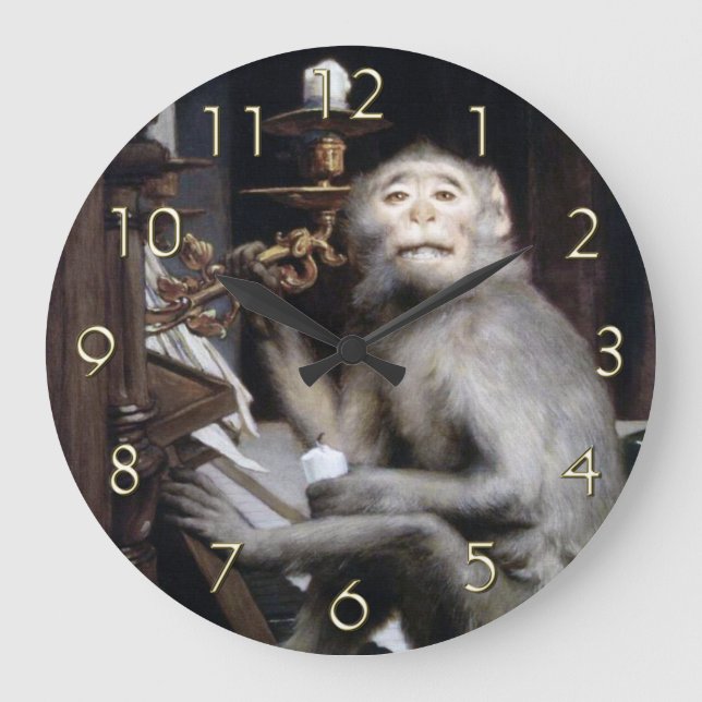 lächelnder Affe Große Wanduhr (Vorderseite)