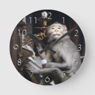 lächelnder Affe Runde Wanduhr