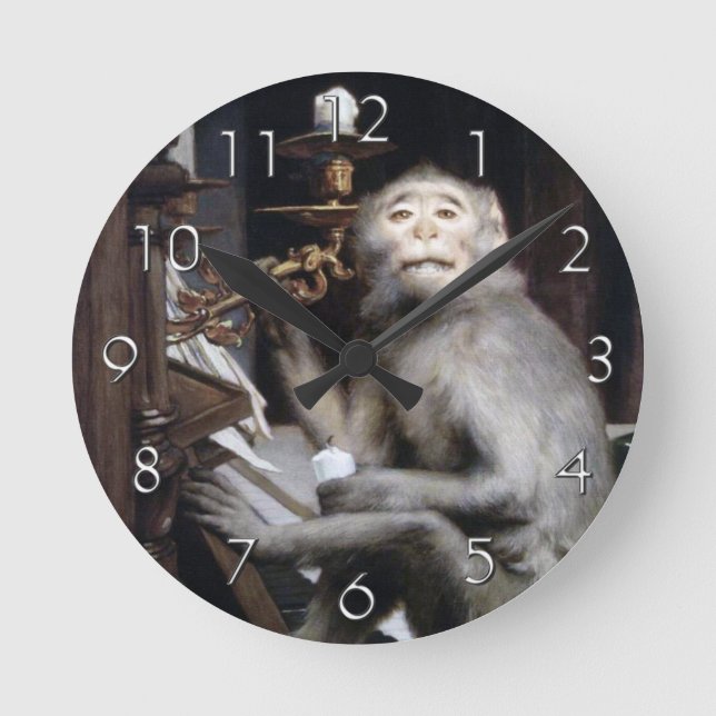 lächelnder Affe Runde Wanduhr (Vorderseite)