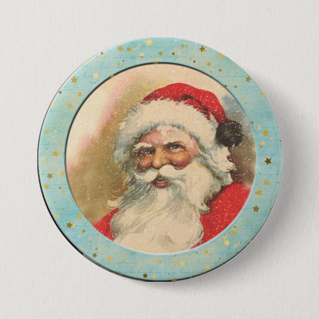 Lächelnder altmodischer Weihnachtsmann  Button (Vorderseite)
