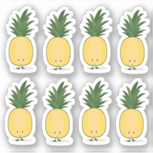 Lächelnder Ananas-Cartoon-Charakter-Aufkleber Aufkleber