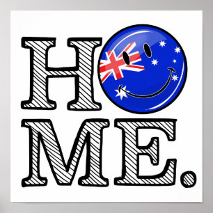 Lächelnder australischer FlaggeHousewarming Poster