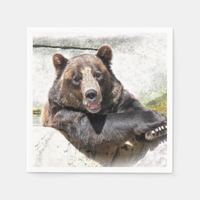 lächelnder Bär Geburtstag Serviette (Vorderseite)