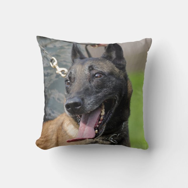 Lächelnder Belgier Malinois Hund Kissen (Vorderseite)