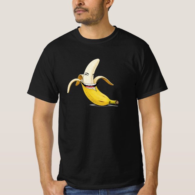Lächelnder Cartoon Banana - Funny Fruit Face T - S T-Shirt (Vorderseite)