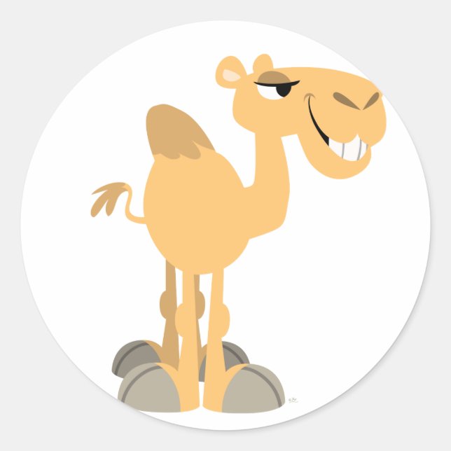 Lächelnder Cartoon Camel Sticker (Vorderseite)