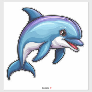 Lächelnder Cartoon-Delfin Aufkleber