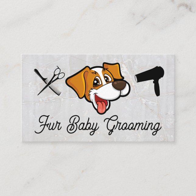 Lächelnder Cartoon Hund | Grooming Tools Visitenkarte (Vorderseite)