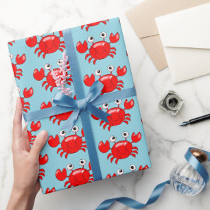 Lächelnder Cartoon Red Crab Illustration Geschenkpapier