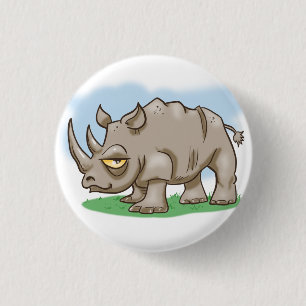 Lächelnder Cartoon Rhinoceros Button