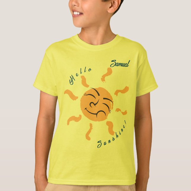 Lächelnder Cartoon Sonnenschein individuell anpass T-Shirt (Vorderseite)