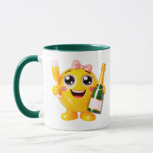 Lächelnder Champagner-Emoji-Charakter Tasse