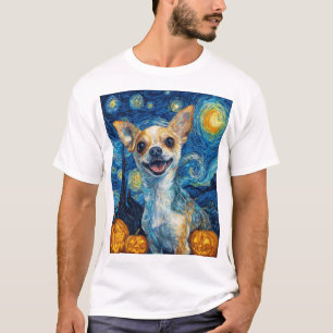 lächelnder Chihuahua-Hund Sternennacht von Van Gog T-Shirt