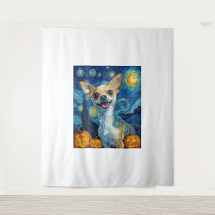 lächelnder Chihuahua-Hund Sternennacht von Van Gog Wandteppich