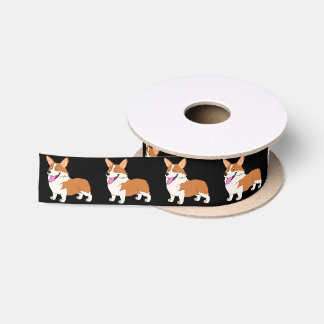 Lächelnder Corgi-Cartoon Satinband