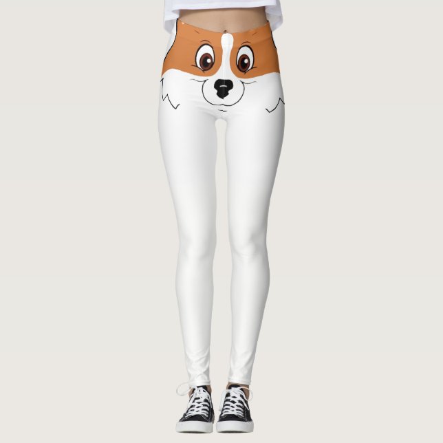 Lächelnder Corgi Leggings (Vorderseite)