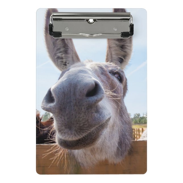 lächelnder Donkey Mini Klemmbrett (Vorderseite)