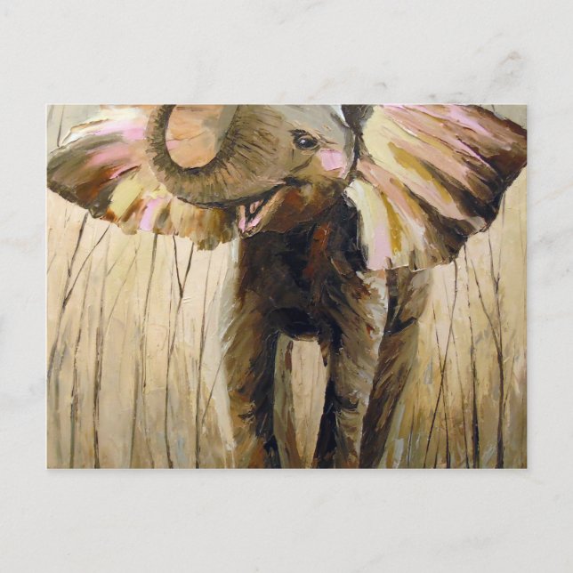 Lächelnder Elefant Postkarte (Vorderseite)