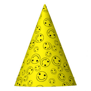 Lächelnder Emoji Faces Gelber Party Hut Partyhütchen