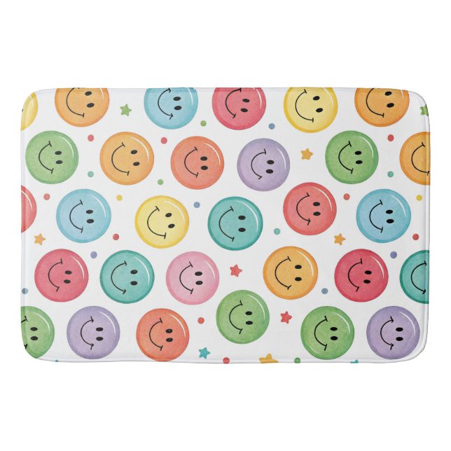 Lächelnder Emoji-Muster Badematte (Vorderseite)