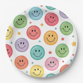 Lächelnder Emoji-Muster Pappteller