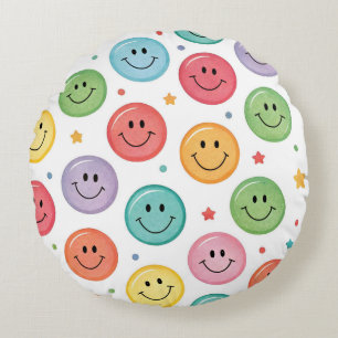 Lächelnder Emoji-Muster Rundes Kissen