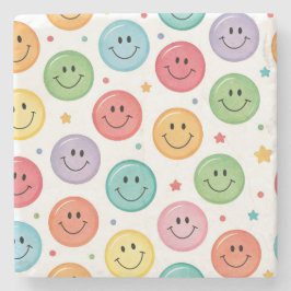 Lächelnder Emoji-Muster Steinuntersetzer