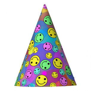 Lächelnder Emoji Rainbow-Party-Hut Partyhütchen