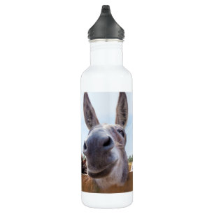 Lächelnder Esel mit einer albernen Trinkflasche