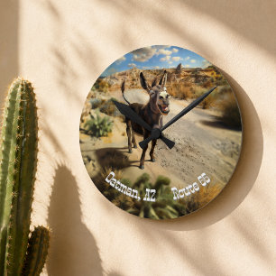 Lächelnder Esel, Oatman Arizona, Route 66 Runde Wanduhr
