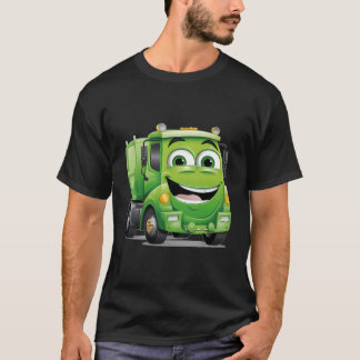 Lächelnder Garbage Truck Cartoon Grafischer LKW T-Shirt