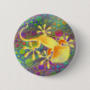Lächelnder Gecko - farbige Punkte Button