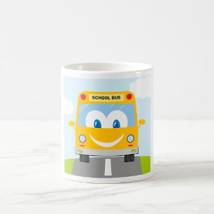 Lächelnder gelber Schulbus Kaffeetasse