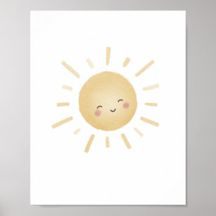 Lächelnder Gelber Sonnen Neutraler Kinderzimmer De Poster