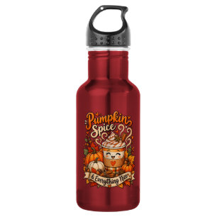 Lächelnder gemütlicher Herbst-Kürbis-Kaffee-Liebha Edelstahlflasche