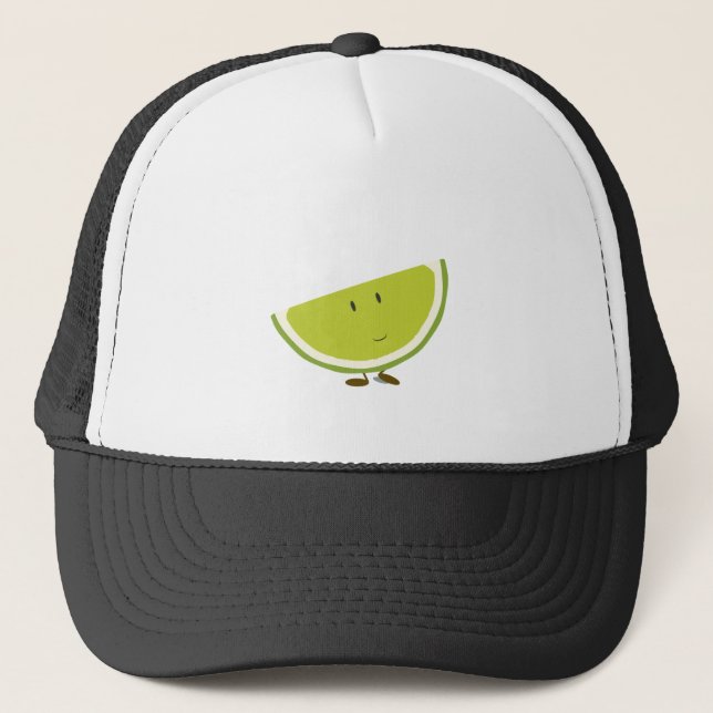Lächelnder geschnittener Limoner Charakter Truckerkappe (Vorderseite)