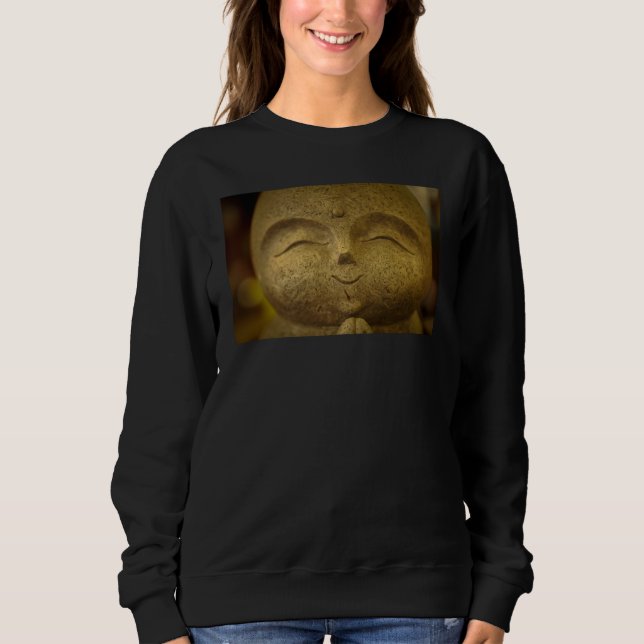 Lächelnder Glücklicher Buddha Minimalist Sweatshirt (Vorderseite)
