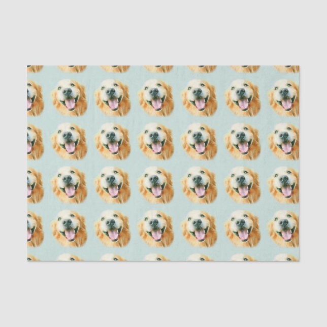 Lächelnder golden retriever-Hund im Aquarell Seidenpapier (Vorderseite)