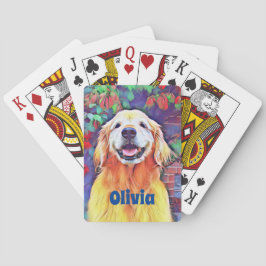 Lächelnder golden retriever-Hund in den Spielkarten
