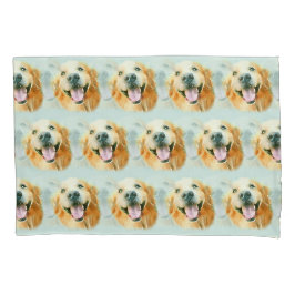 Lächelnder Golden Retriever Hund in Wasserfarbe Kissenbezug