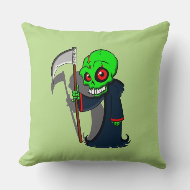 Lächelnder grimmiger Sensenmann Illustration Creep Kissen (Vorderseite)
