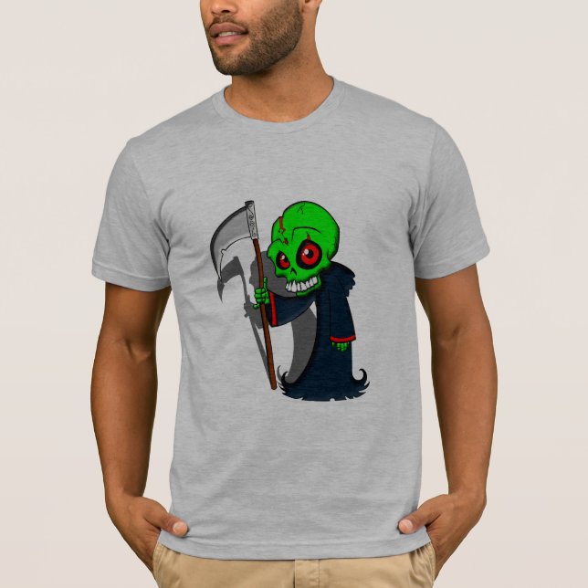 Lächelnder grimmiger Sensenmann Illustration Creep T-Shirt (Vorderseite)