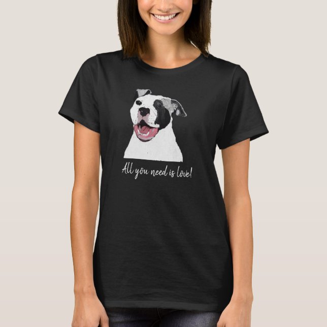 Lächelnder Grubenbull-Hund T-Shirt (Vorderseite)