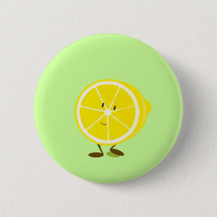 Lächelnder halber Zitronencharakter Button