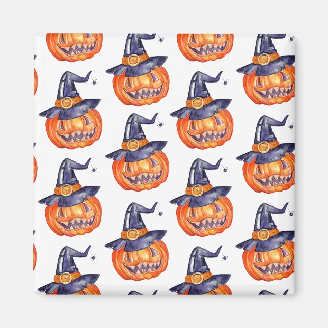 Lächelnder Halloweenkürbis Magnet (Vorne)