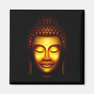 Lächelnder Herr Buddha Gold und Schwarz Magnet