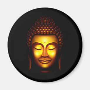 Lächelnder Herr Buddha Gold und Schwarz Magnet