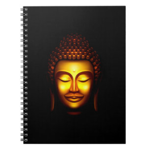Lächelnder Herr Buddha Gold und Schwarz Notizblock